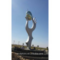 Saudita arabia oliva moderno al aire libre escultura de metal de la celebración de manos artes